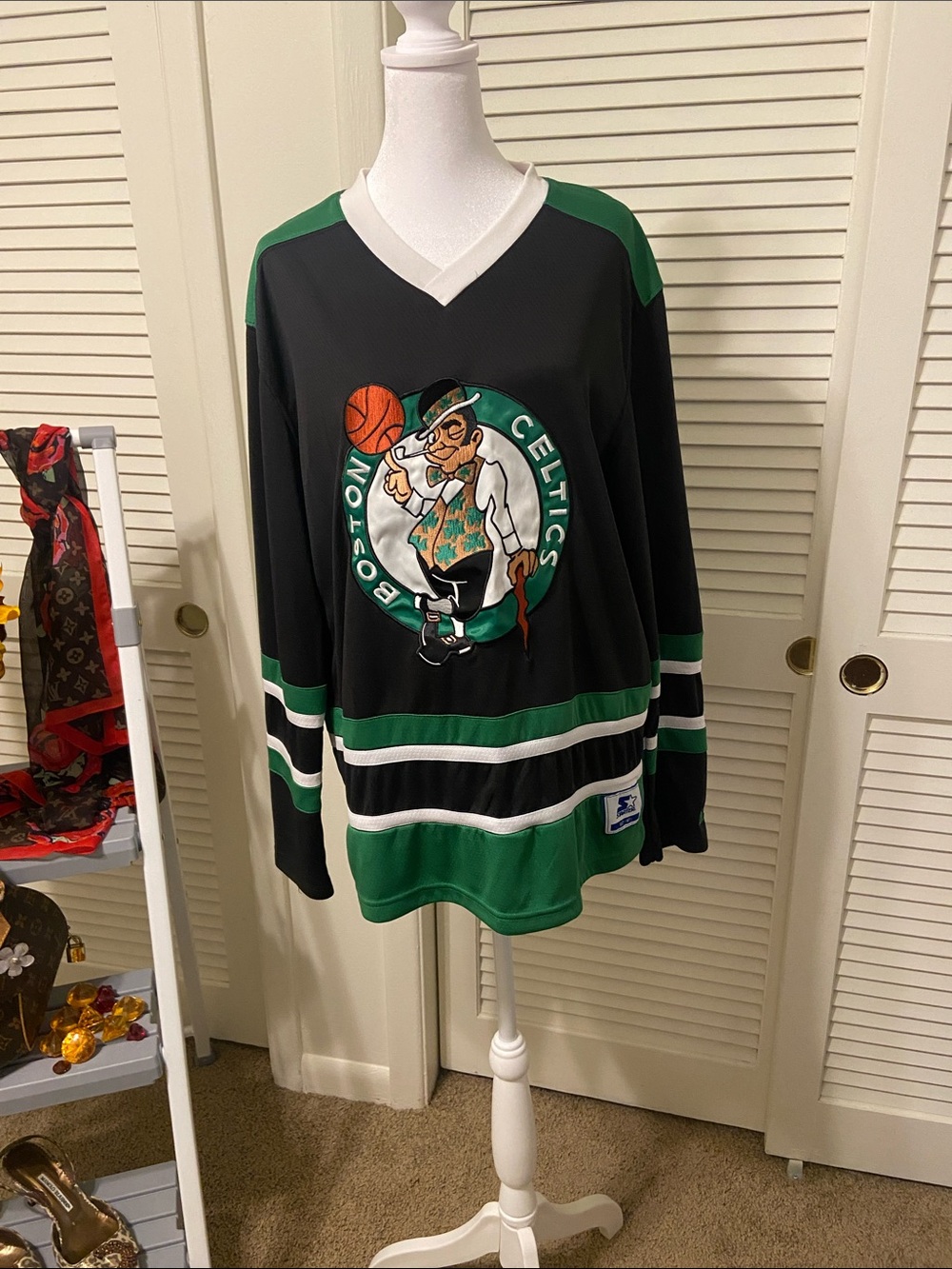 STARTER Black and Green Boston Celtics Hockey-Style Jersey